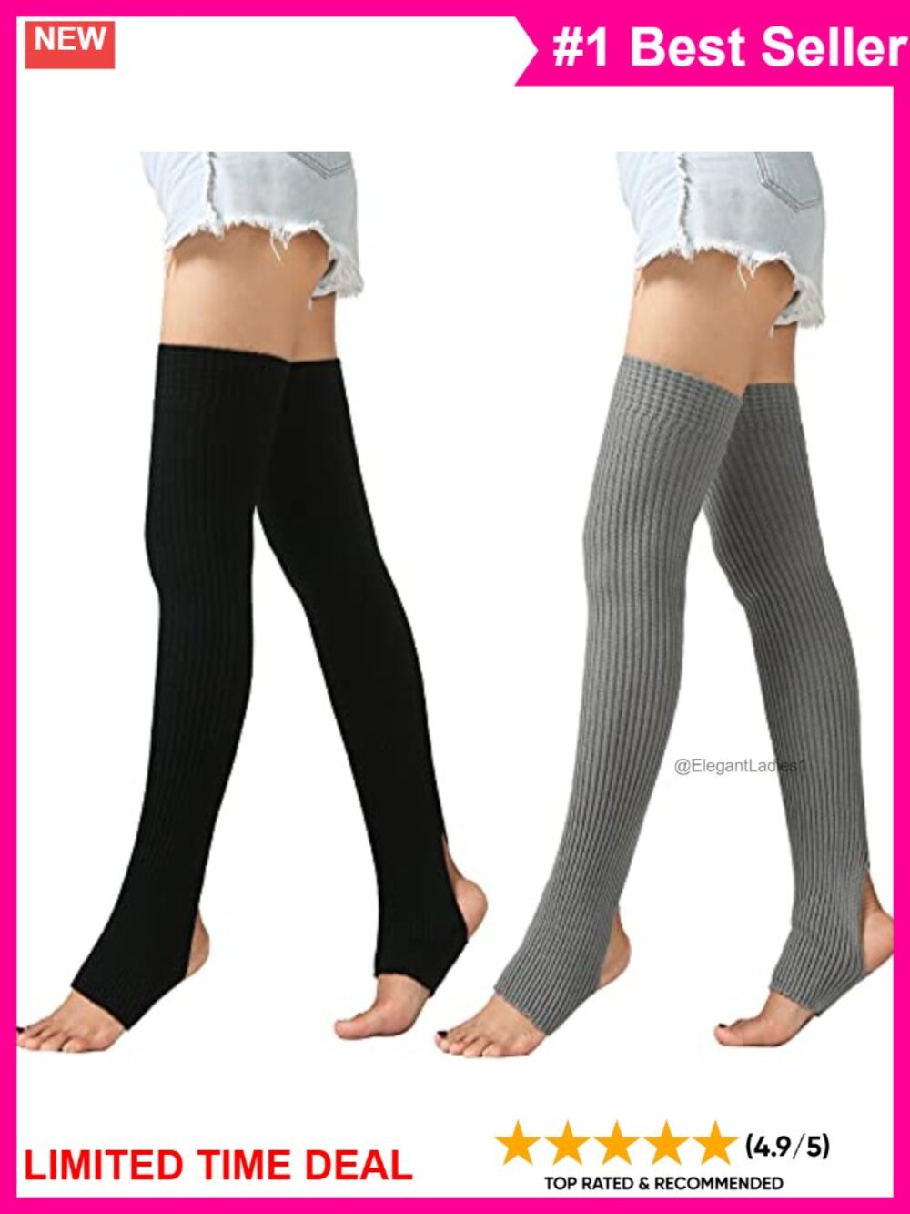 Knitted Stirrup Leg Warmers Over Knee Footless Dance Socks Acrylic